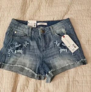 Adam Levine embroidered denim shorts